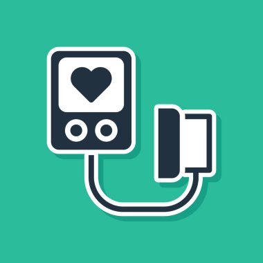 Mavi Kan basıncı ikonu yeşil arkaplanda izole edildi. Vektör.