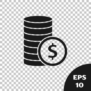 Şeffaf arkaplanda dolar sembolü simgesi olan kara para. Bankacılık işareti. Para sembolü. Vektör.