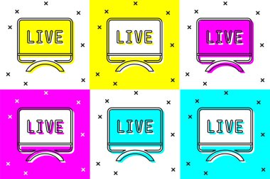 Canlı rapor simgesini renk arkaplanından izole et. Canlı haberler, sıcak haberler. Vektör