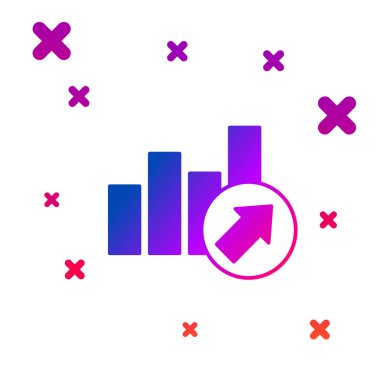 Renk Finansal Büyüme Simgesi beyaz arka planda izole edildi. Gelirleri arttırıyorum. Kademeli rastgele dinamik şekiller. Vektör