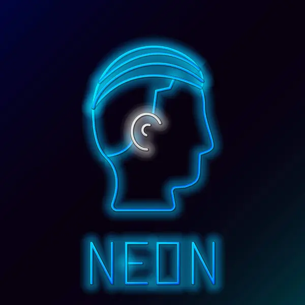 Glowing Neon Line Hairstyle Men Icon Isolated Black Background Colorful — Stock Vector