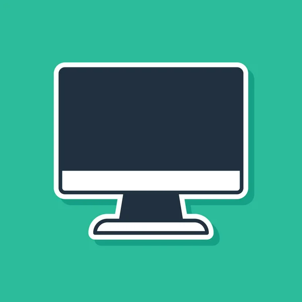 Ikona Monitoru Modrého Počítače Izolovaná Zeleném Pozadí Elektronické Zařízení Přední — Stockový vektor
