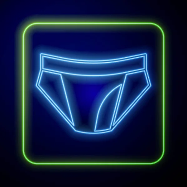 Icona Luminosa Neon Uomo Mutande Isolato Sfondo Blu Biancheria Intima — Vettoriale Stock