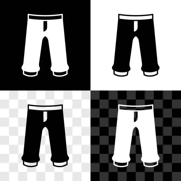 Set Pants Icon Isolated Black White Transparent Background Trousers Sign — Stock Vector