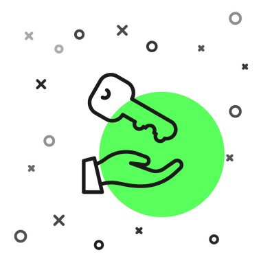 Beyaz arkaplanda siyah çizgi ev anahtarı simgesi izole edildi. Vektör