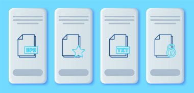 Satır Belgesini yıldız, TXT dosya belgesi, EPS ve kilit simgesi ile ayarla. Vektör