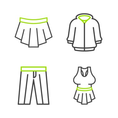 Çizgi Undershirt, Pants, Hoodie ve Etek ikonu. Vektör