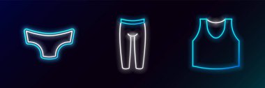 Çizgi Undershirt, erkek iç çamaşırı ve tayt ikonu. Parlayan neon. Vektör