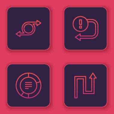 Satır Arrow, pasta grafiği bilgisini ayarlayın ve... Mavi kare düğme. Vektör