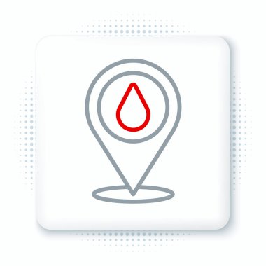 Beyaz arkaplanda izole edilmiş konum simgesiyle su bırakma hattı. Renkli taslak konsepti. Vektör