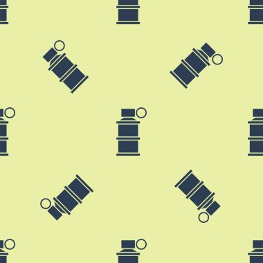 Mavi El duman bombası ikonu sarı arka planda pürüzsüz desen izole etti. Bomba patlaması. Vektör.