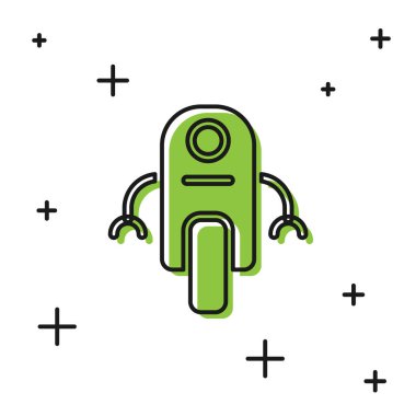 Siyah Robot simgesi beyaz arkaplanda izole edildi. Yapay zeka, makine öğrenme, bulut hesaplama. Vektör.