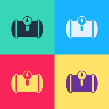 Aracın simgesi için gaz deposu renk arkaplanında izole edildi. Benzin depoları arabaya monte edilir. Vektör