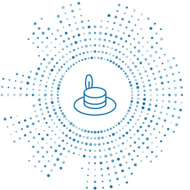 Beyaz arka planda izole edilmiş kurdele ikonu olan mavi çizgi adamı şapkası. Soyut çember rastgele noktalar. Vektör.