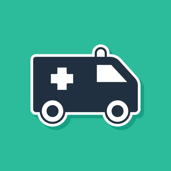 Blue Ambulance Emergency Car Icon Isolated Green Background Ambulance Vehicle — Stock Vector