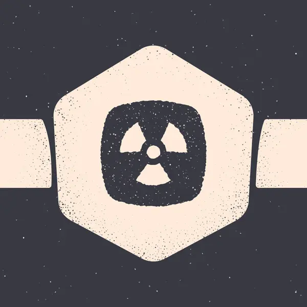 Ikona Grunge Radioactive Odizolowana Szarym Tle Toksyczny Symbol Radioaktywny Znak — Wektor stockowy