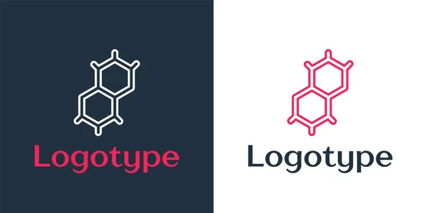 Logotyp Linje Kemisk Formel Ikon Isolerad Vit Bakgrund Abstrakt Hexagon — Stock vektor