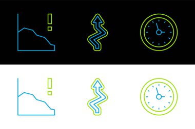 Çizgi Saat, Finansal büyüme azalması ve Ok simgesini ayarla. Vektör