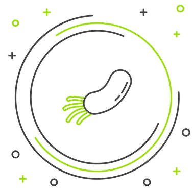 Beyaz arkaplanda çizgi bakteri simgesi izole edildi. Bakteriler ve mikroorganizmalar, sebep olan mikroorganizma hastalıkları, hücre kanseri, mikrop, virüs, mantar. Renkli taslak konsepti. Vektör.