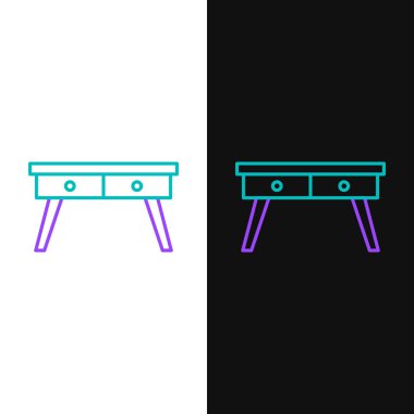 Hat ofisi masa simgesi beyaz ve siyah arkaplanda izole edildi. Renkli taslak konsepti. Vektör