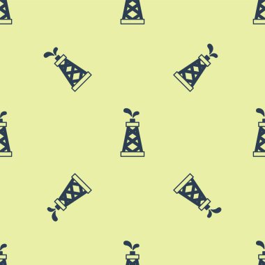 Mavi Petrol sondaj ikonu sarı arkaplandaki pürüzsüz deseni izole etti. Gaz kulesi. Endüstriyel nesne Vektör
