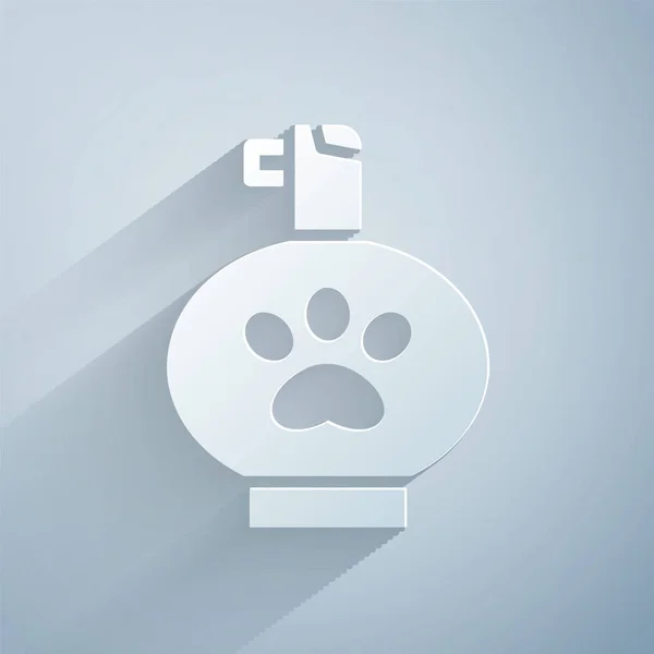 Иконка Шампуня Pet Вырезанная Бумагой Изолирована Сером Фоне Знак Ухода — стоковый вектор
