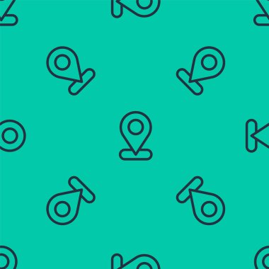 Mavi çizgi haritası simgesi yeşil arkaplanda izole edilmiş pürüzsüz desen. Navigasyon, işaret, konum, harita, GPS, yön, yer, pusula, arama konsepti. Vektör.