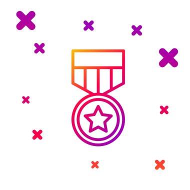 Beyaz arka planda izole edilmiş renkli askeri ödül ikonu. Ordu işareti. Kademeli rastgele dinamik şekiller. Vektör.