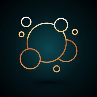 Altın çizgili sabun köpüğü ikonu koyu mavi arka planda izole edilmiş. Vektör