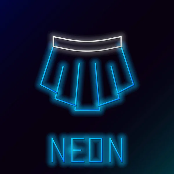 Glödande Neon Linje Kjol Ikon Isolerad Svart Bakgrund Färgstarkt Skisskoncept — Stock vektor