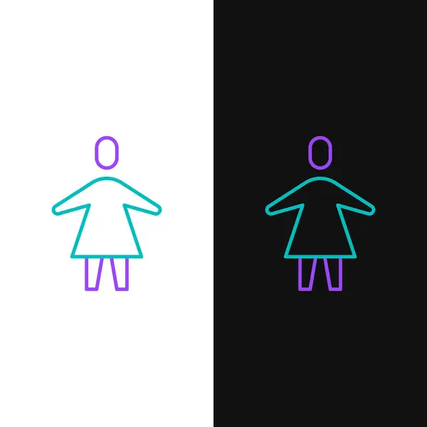 线条女性图标孤立在白色和黑色背景 金星的象征女性有机体或女性的象征 五彩缤纷的概念 — 图库矢量图片