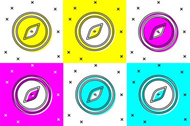 Pusula simgesini renk arkaplanında izole et. Rüzgâr yön bulma sembolü. Rüzgar gül işareti. Vektör