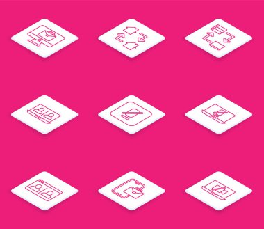 Çevrimiçi çevrimiçi çalışma, görüntülü sohbet konferansı, sessiz mikrofon, dizüstü bilgisayar ve Freelancer simgesi. Vektör