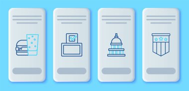 Beyaz Saray Burger ve Amerikan bayrağı ikonu. Vektör.