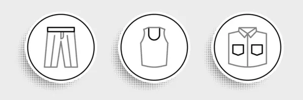 Set Line Pantalones Camisa Icono Camiseta Vector — Vector de stock
