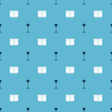 Döşeme lambası ve mobilya sehpasını pürüzsüz desene ayarla. Vektör.