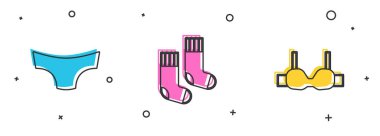 Erkek İç Çamaşırı ve Sutyen İkonları. Vektör.