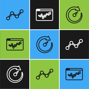 Çizgi grafiği bilgisel dijital hız ölçer ve simgesini ayarla. Vektör.