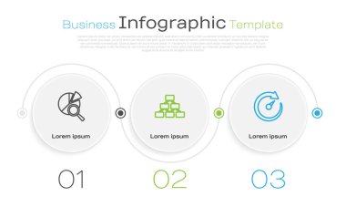 Satır Arama veri analizini hiyerarşi organogramı ve dijital hız ölçerini ayarla. Ticari bilgi şablonu. Vektör.