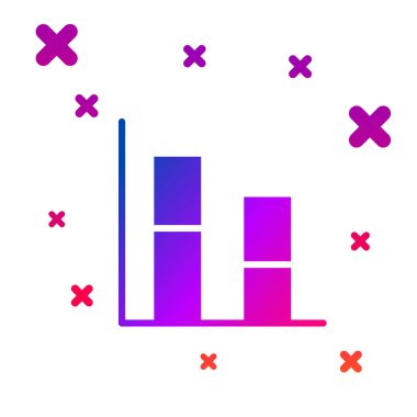 Beyaz arkaplanda renk grafiği, çizelge, diyagram, bilgi, turta grafik simgesi izole. Kademeli rastgele dinamik şekiller. Vektör