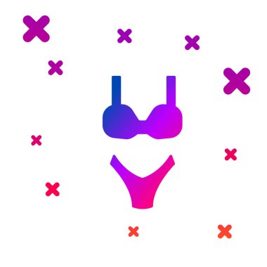 Renkli Summer plaj mayo ikonu beyaz arka planda izole edilmiş. Plaj kadını modası. Kademeli rastgele dinamik şekiller. Vektör