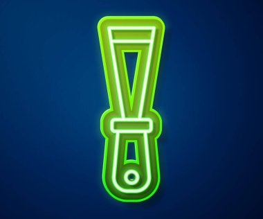 Parlayan neon çizgisi macun bıçağı ikonu mavi arkaplanda izole edildi. Spatula tamir aleti. Yağma ya da boya aletleri. Vektör.