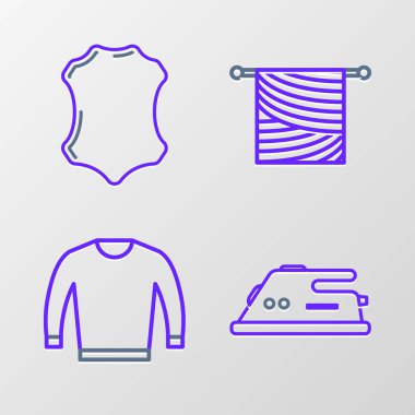 Halat örgüsü, kazak, örgü ve deri ikonu. Vektör