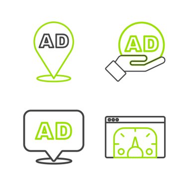 Satır satırı web sitesi istatistiği, reklamcılık ve simgesini ayarla. Vektör