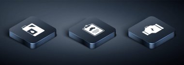 Isometric Tüp 'ü motor yağı için ayarla, motor ve araba denetim simgesini kontrol et. Vektör