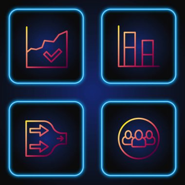 Line Project ekibi tabanı, Arrow, Finansal büyüme artışı ve grafik, şema ayarla. Renk simgeleri. Vektör