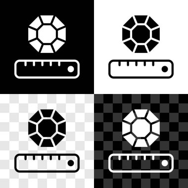 Mücevher taşı simgesini siyah beyaz, şeffaf arkaplanda izole et. Mücevher sembolü. Elmas. Vektör