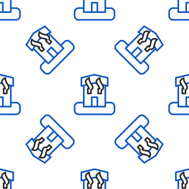 Kundakçılık masası simgesi beyaz arka planda kusursuz desen izole etti. Yangın var. Ofis pencerelerindeki alevler. Yanık tesisi. Kendiliğinden olan bir felaket. Renkli taslak konsepti. Vektör