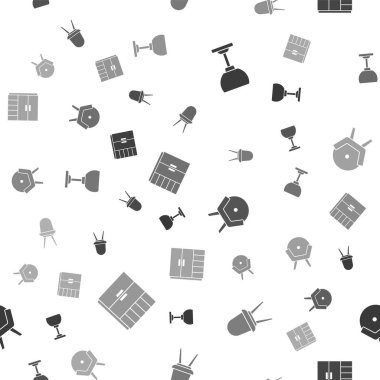 Lambayı, sandalyeyi, koltuğu ve dolabı kusursuz bir şekilde asın. Vektör