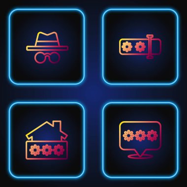 Satır Parola Koruması, Şifreli Ev, Gizli Mod ve. Renk simgeleri. Vektör